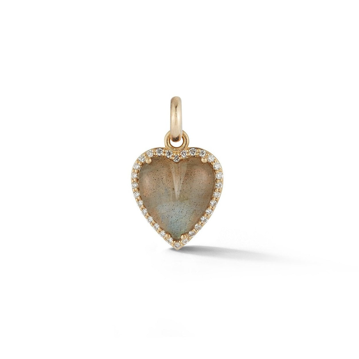 14K Matte Gold Slim Elongated Diamond Heart Charm - Unique Gold Charms