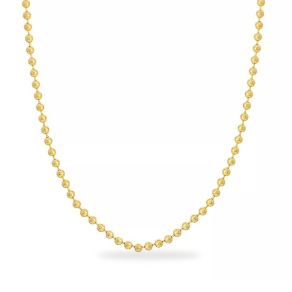 14K Gold 4MM Beaded Ball 22" Stanley Chain