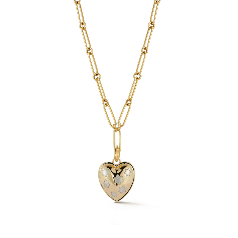 14K Anna Heart & 18" Grover Charm Necklace