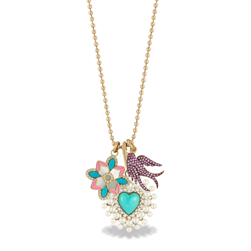 14K Juliana Violet & Birdie Stanley Multi-Charm Necklace