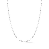 14K White Gold Alternating Elongated Link Grover Chain