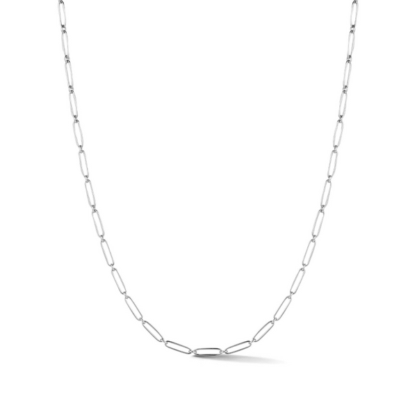 14K White Gold Alternating Elongated Link Grover Chain