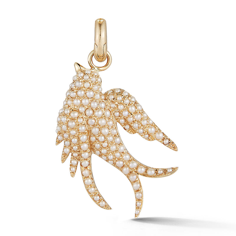 14K Gold & Pearl Large Birdie Charm