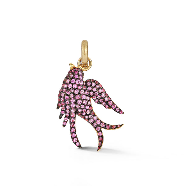 14K Gold & Pink Sapphire Birdie Charm