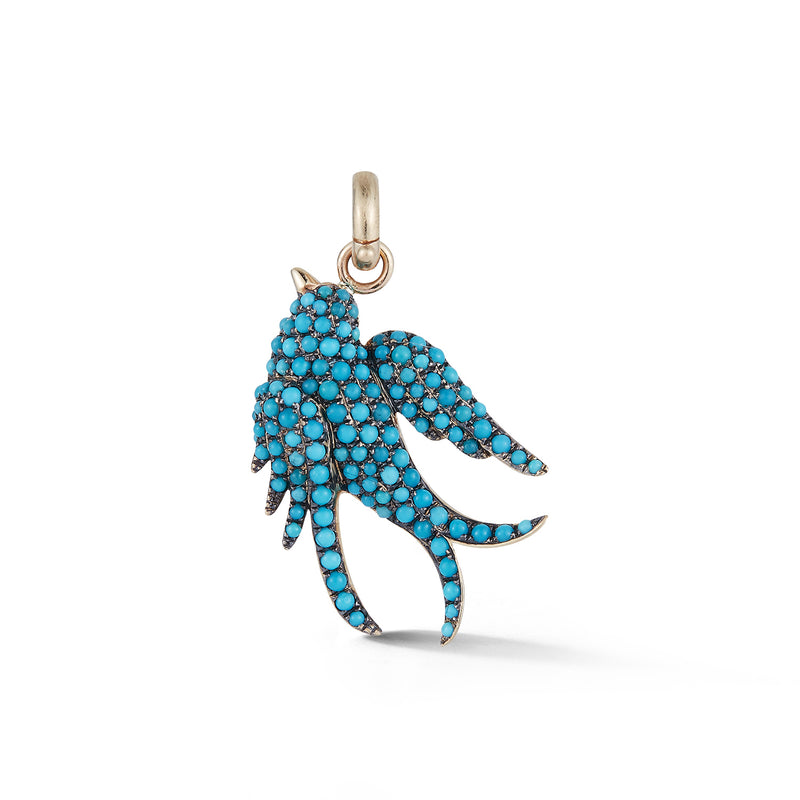 14K Gold & Turquoise Birdie Charm