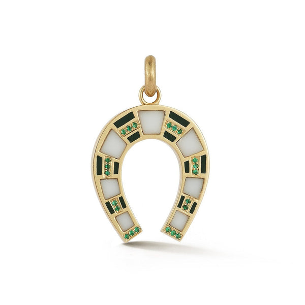 14K Gold White Onyx & Emerald Hallie Charm