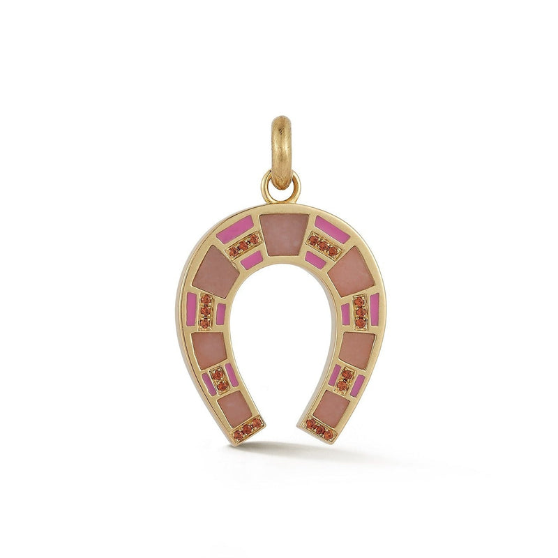 14K Gold Pink Opal & Garnet Hallie Charm