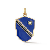 14K Gold Diamond & Blue Enamel Warren Medallion