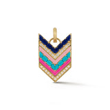 14K Gold Turquoise Lapis Diamond & Pink Enamel William Charm