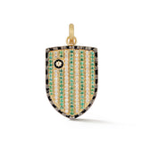 14K Gold Diamond Emerald & Black Enamel Walter Medallion