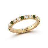 14K Gold Green Tourmaline Diamond & Pearl Iris Ring