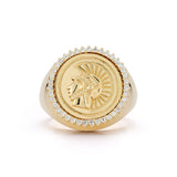 14K Gold Diamond Reid Large Signet Ring