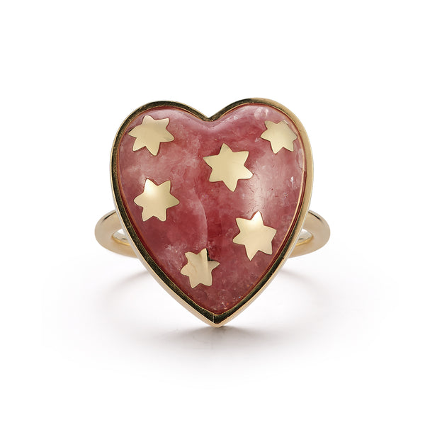 14K Gold Rhodochrosite Anna Heart Ring