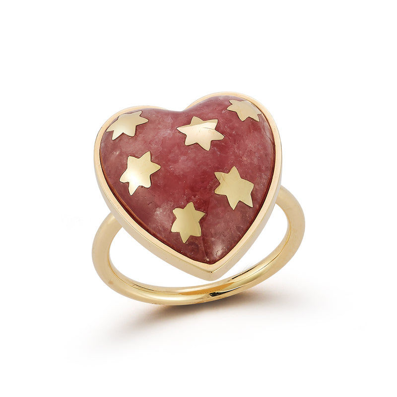 14K Gold Rhodochrosite Anna Heart Ring