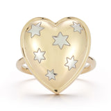 14K Yellow & White Mixed Metal Heart Cocktail Ring