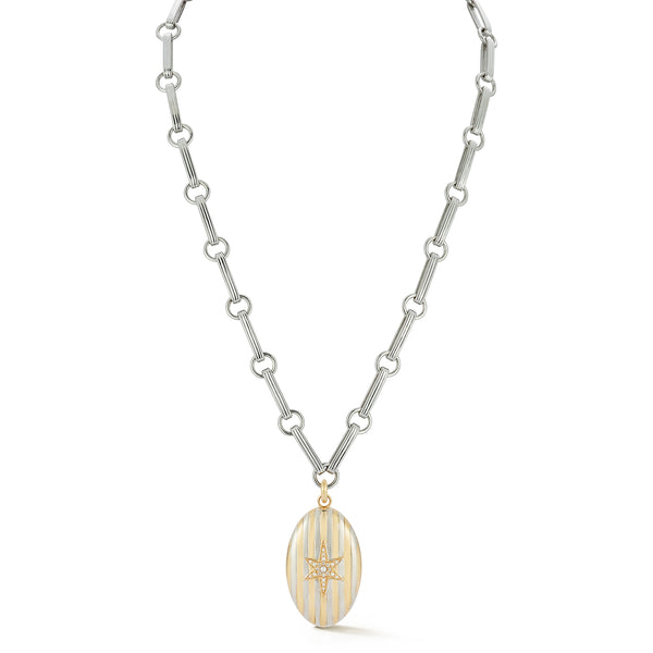 14K White & Yellow Gold Lilian Locket Ernie Necklace