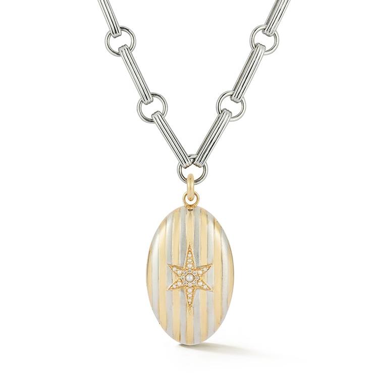 14K White & Yellow Gold Lilian Locket Ernie Necklace