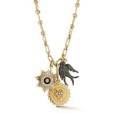 14K Vale Mabel & Black Diamond Birdie Multi-Charm Necklace