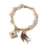 14K Yellow Gold Garnet Birdie Mini Vivienne & Ernie Chain Bracelet