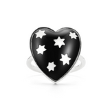 14K White Gold Onyx Anna Heart Ring