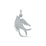 14K White Gold & White Diamond Birdie Charm