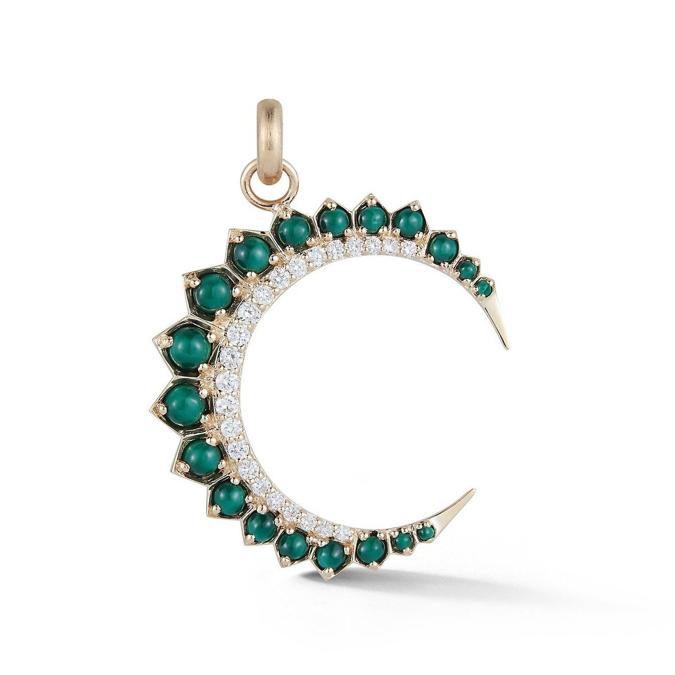 14K Gold Diamond & Malachite Crescent Moon Estelle Charm – storrow