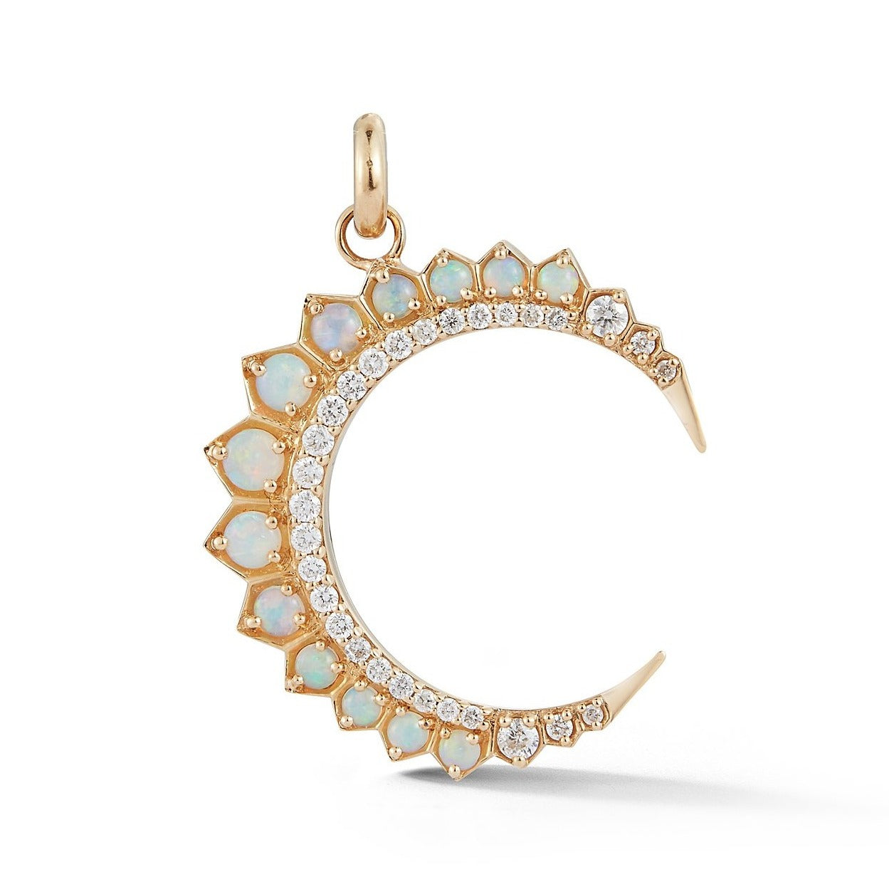 14K Gold Diamond & Opal Crescent Moon Estelle Charm – storrow