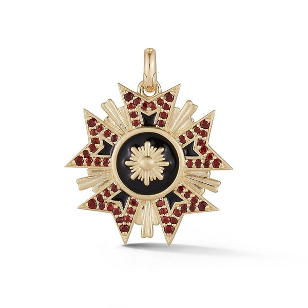 14K Gold Garnet & Black Enamel Florence Charm - storrow